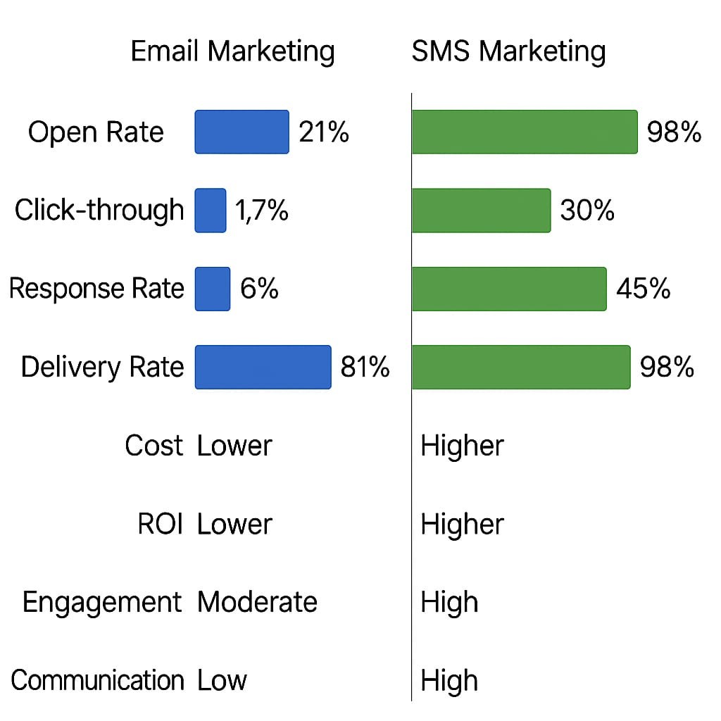 Overall comparison of SMS Marketing and Email Marketing
