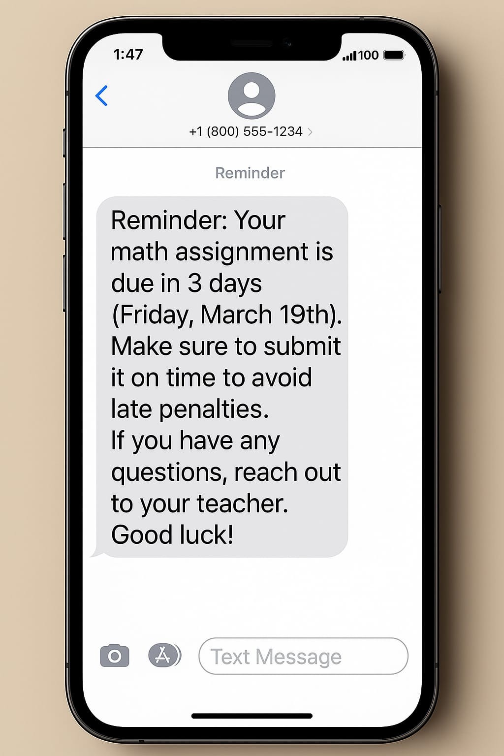 Notifying about Deadlines or Exam Dates